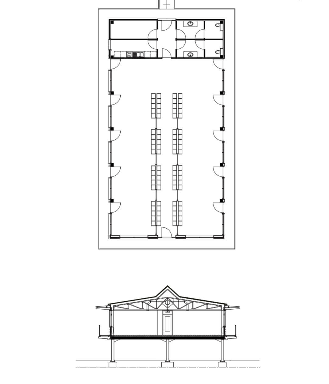 Plan des coupes du talu des houses boats