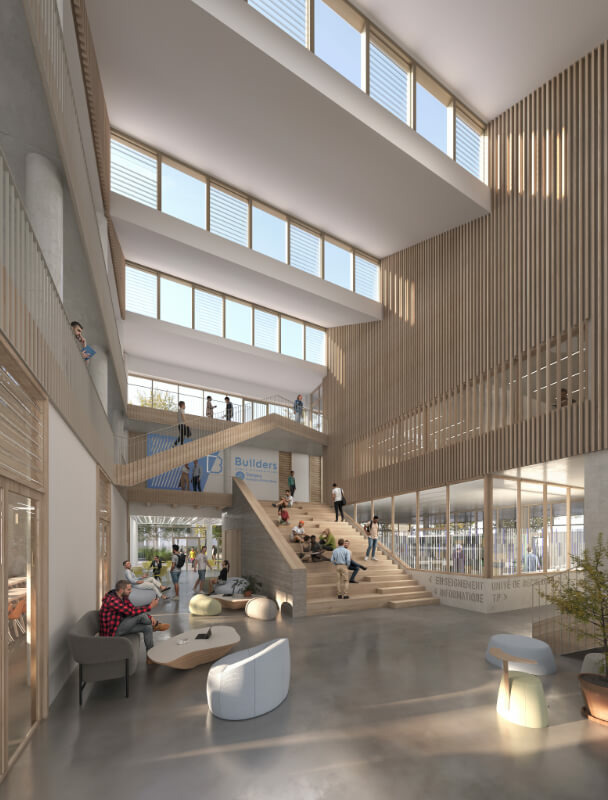 Vue du campus builders de la rue