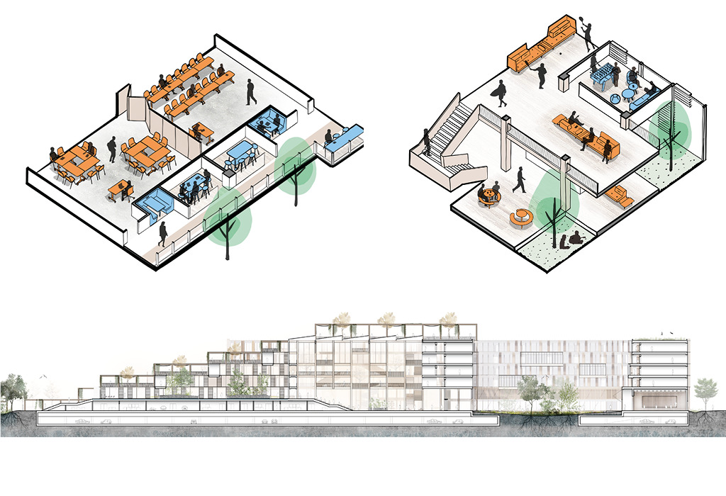 Baustelle des zukünftigen NEOMA‑Campus in Reims: Die hybride Holzstruktur ist fertiggestellt
